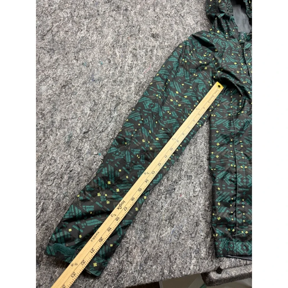 Columbia Boys XL 18/20 Hooded Windbreaker Jacket Green Aztec Geometric Print